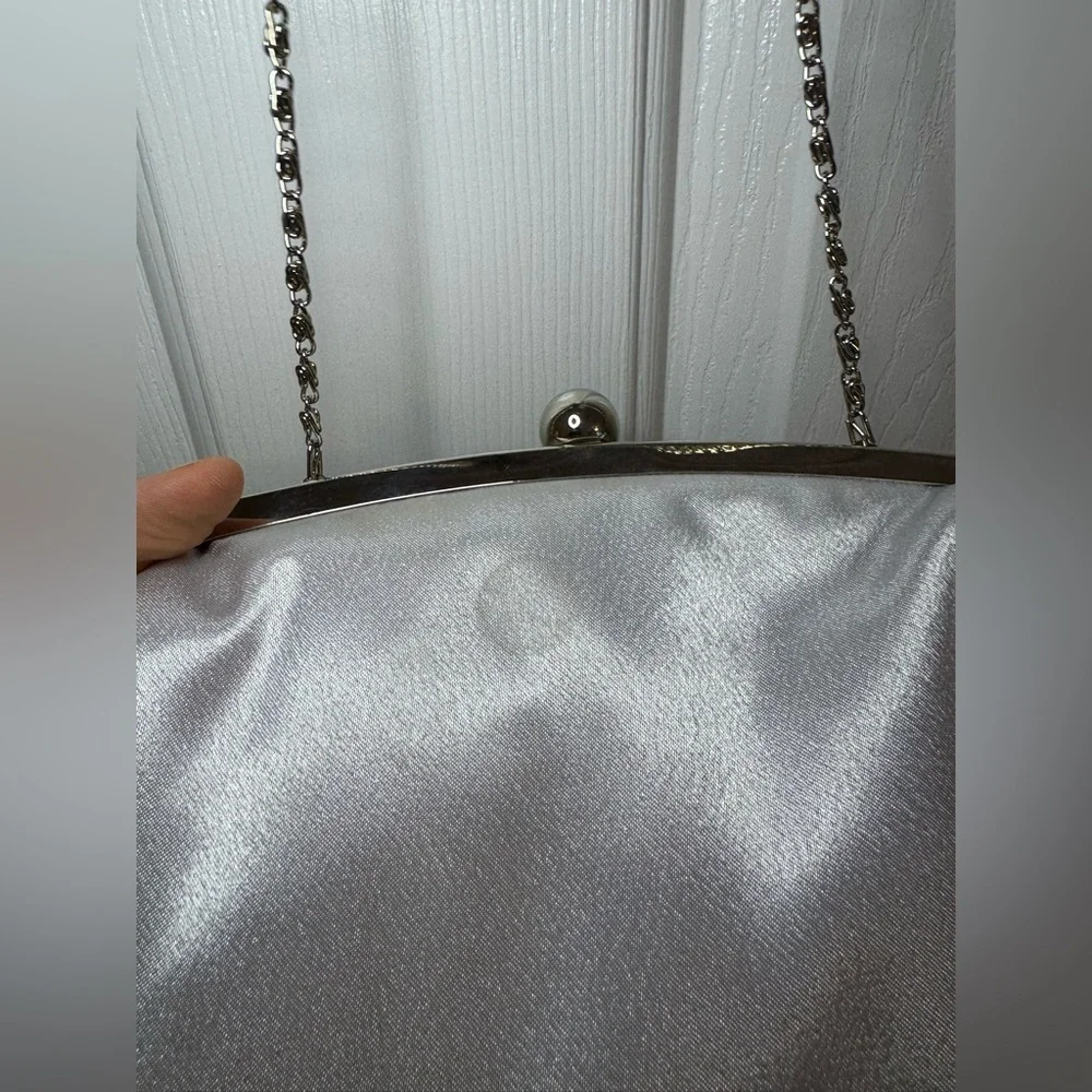 Beaded Floral Clutch Bag silver multicolored